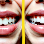 A split image of an adult individual's orthodontic transformation. The left side shows the 'before' image with the individual's initial teeth and traditional braces, captured with a dental retractor to clearly display the full dental arch. The right side shows the 'after' image with a confident, straight smile after the completion of treatment, showcasing perfectly aligned teeth. Both images are taken in a professional dental clinic setting with soft, even lighting and a clean, neutral background. The subject is fully clothed in modest, professional attire, maintaining a natural pose. This is a safe for work, appropriate content, family-friendly depiction of a successful orthodontic journey, emphasizing perfect anatomy, correct proportions, well-formed hands holding the retractor, and natural body proportions, captured with high-quality professional photography.