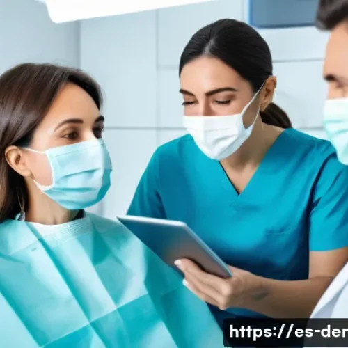 Home 31 치과 관련 법률 문제와 대응 방법 - A professional dental consultation scene in a modern dental clinic in Spain, featuring a Spanish-spe...