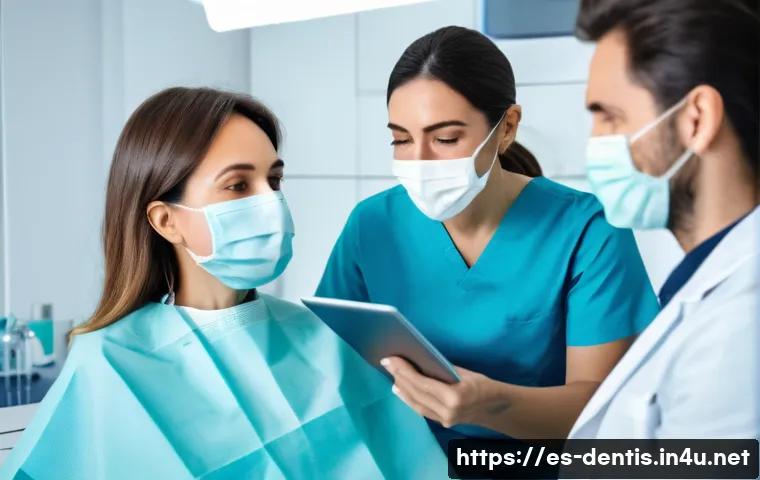 치과 관련 법률 문제와 대응 방법 - A professional dental consultation scene in a modern dental clinic in Spain, featuring a Spanish-spe...